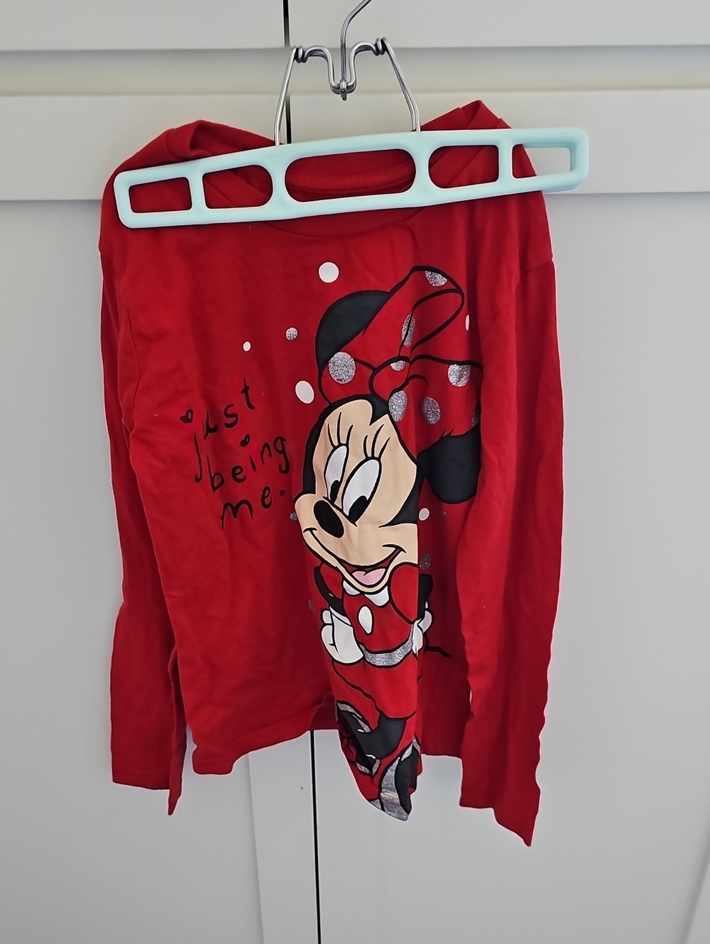 Disney Red Minnie Mouse Long-Sleeve Tee with Glitter Accents